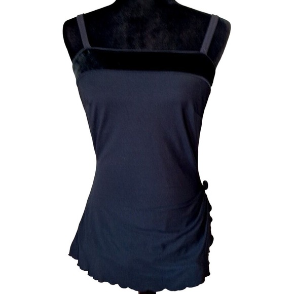 Vintage Roxanne Black Velvet Trim One Piece Skirted Bathing Suit Women Size S/M - Picture 5 of 9